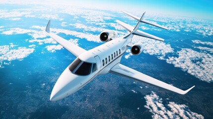Naklejka premium Luxury Private Jet Soaring Above Cloudscape.