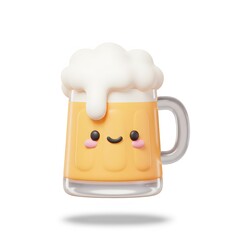 Adorable 3D Render of a Happy Beer Mug Perfect for Brewery Branding, Cute Illustrations, and Fun Designs