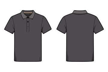 Naklejka premium polo shirt dark charcoal, front and back views, ideal for mockup, apparel design, or fashion related presentations