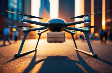 image a delivery drone, modern technology, logistics and aerial transport.