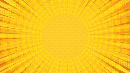 Yellow pop art retro background. Vintage comic book cartoon cover. Retro dotted pattern mock up. Backdrop for comics superhero text, speech bubble. Vector EPS 10