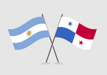 Antigua and Barbuda and Panama vector flags set in two-pole graphic design