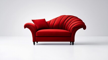 Red chaise lounge against white background
