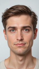 Obraz premium Man showing suspicion and uncertainty through his facial features.