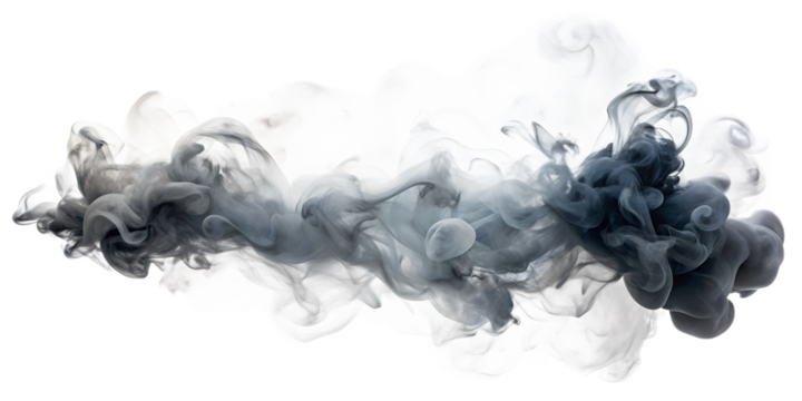 White Gray Smoke Vapor Fumes Swirls Shapes Isolated on Transparent Background