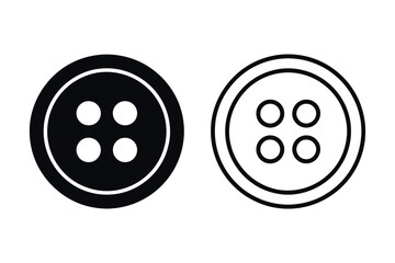 Four Hole Button Icon Set Black and White Simple Design for Clothing Fashion Sewing Craft Projects on White Background