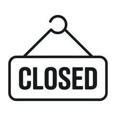 Simple Black and White Closed Sign Icon for Business and Website Design on White Background