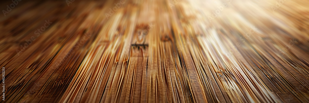 Poster close-up perspective view of bamboo wood texture showing natural grain patterns and fibers, with sha