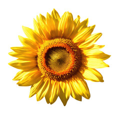 Fototapeta premium Yellow Sunflower In Vibrant Color isolated on a transparent background