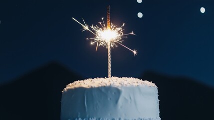 Sparkler Birthday Cake Night Sky