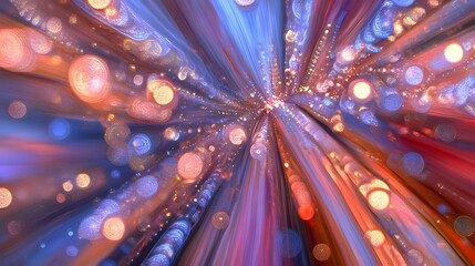 Abstract Cosmic Burst: Vibrant Nebula with Glowing Particles