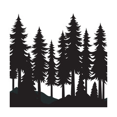 Fototapeta premium Evergreen Forest Dense Tree Silhouette