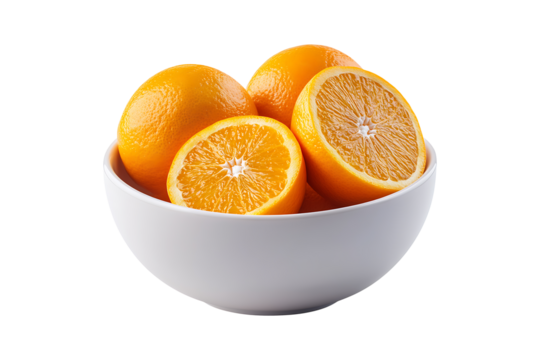 Oranges in a bowl isolated on transparent background