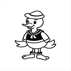 Adorable Duck Dressed as Sailor Vector Art