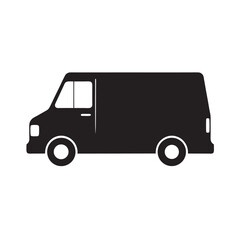 Fototapeta premium Delivery Van Driving Road Silhouette