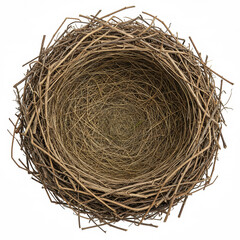 Obraz premium Empty bird's nest on white
