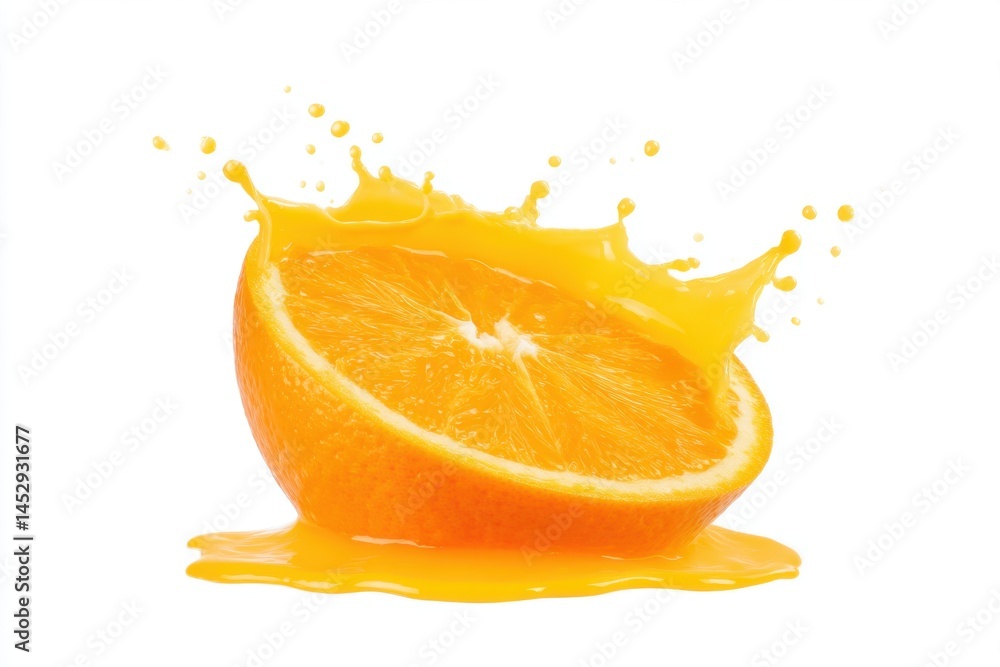 Aufkleber vibrant orange slice with juice splash against a pristine white background showcasing citrus freshne