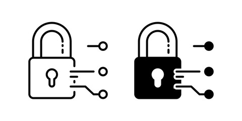 A minimalist vector icon set featuring digital padlocks, perfect for security and technology designs.