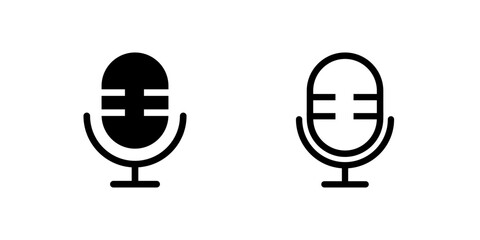 A modern vector icon set featuring microphones, suitable for music and recording designs.