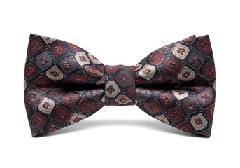 Patterned silk bow tie isolated on white background