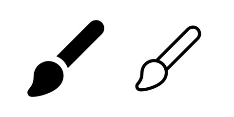 A modern vector icon set featuring paint brushes, suitable for art and creativity designs.