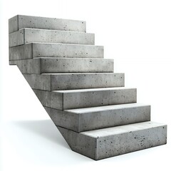 Fototapeta premium Diagonal Gray Concrete Staircase on White Background