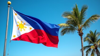 Philippines Flag with Palms: June 12th Sky Pride