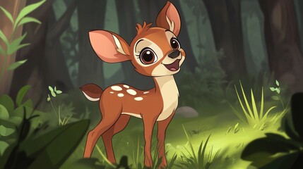 Fawn in a sunlit forest