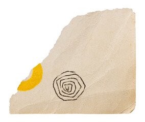 Torn corner of yellowed vintage page from old retro magazine