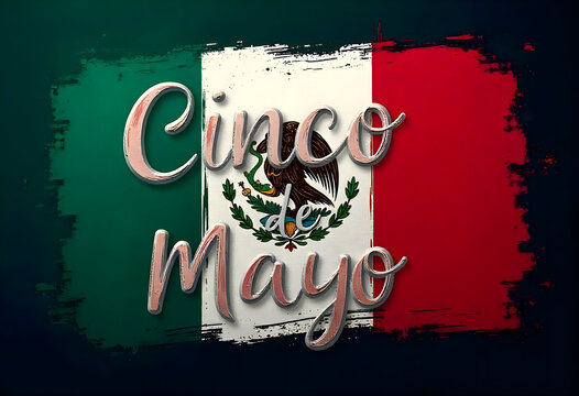Cinco de Mayo Sign with Mexican Flag Background
