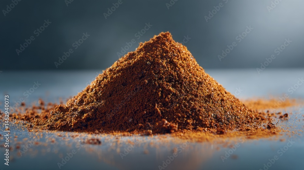 Poster aromatic pile of vibrant paprika powder creating a textured mound against a smooth surface showcasin