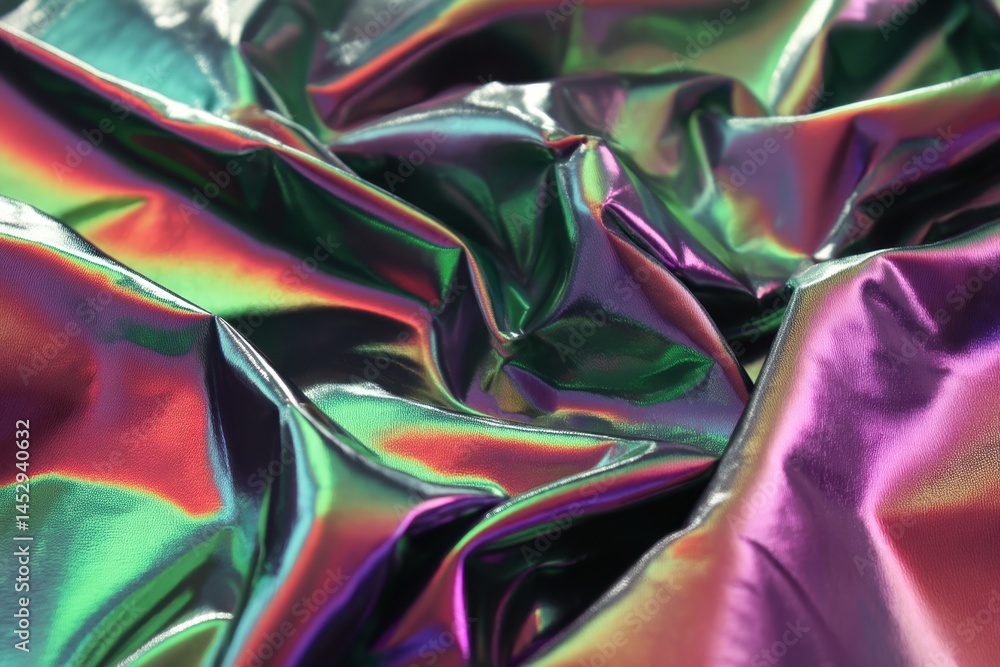 Poster iridescent fabric with vibrant colors and smooth texture creating a mesmerizing visual effect and a 