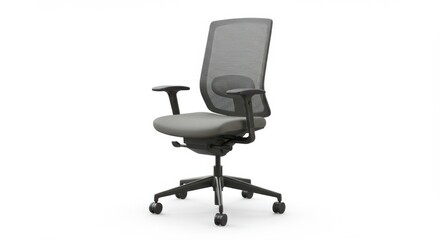 Office chair with mesh back on white background