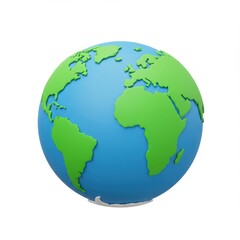3D Earth globe showing continents on white background