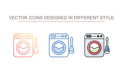 Washing Machine Repair icon design with white background stock illustration