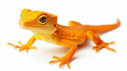 Fototapeta premium Bright Orange Gecko Lizard on White Background
