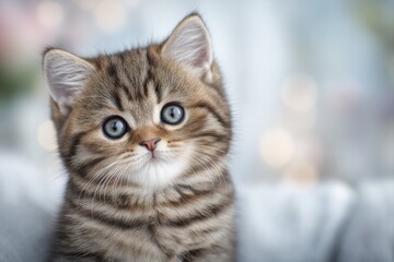 Adorable tabby kitten a heartfelt portrait in soft focus