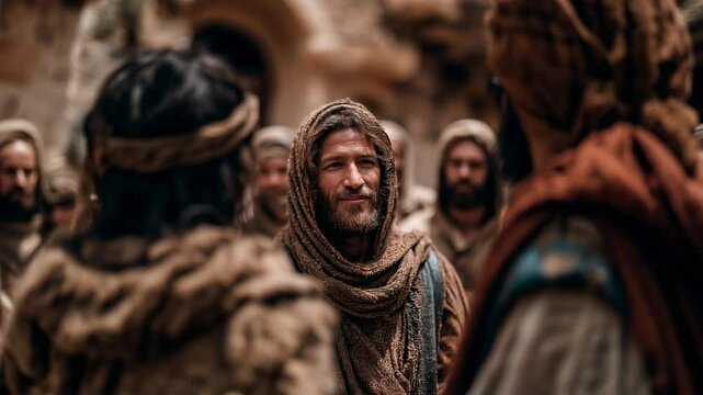 Jesus talking to his disciples	