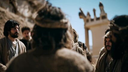 Jesus talking to his disciples	