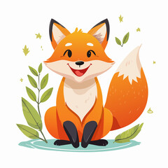 Playful Smiling Fox – Bold Colors, Vector Art1