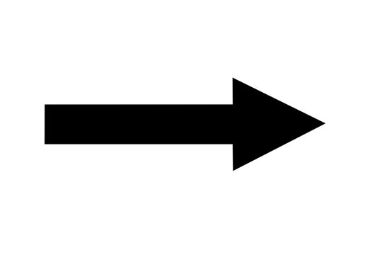 right side pointing black arrow on transparent background. Themes include direction, navigation, pointing symbols, and minimalism png file type stock photo