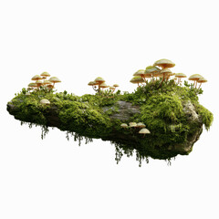 Mossy Log with Mushrooms - 3D Render of Forest Floor Detail