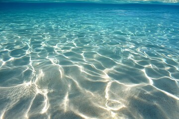 Fototapeta premium A view of the ocean floor with clear water and sand