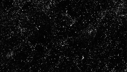 Isolated natural white snow texture effect on black night background. Abstract background. Monochrome texture.