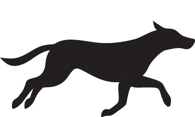 Running Dog Silhouette Vector – Black Animal Outline PNG for Design Use