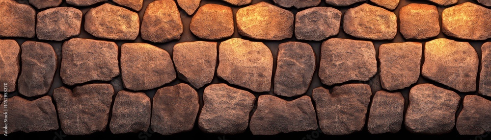 Poster textured stone wall background with warm lighting creating a rustic and natural atmosphere for desig