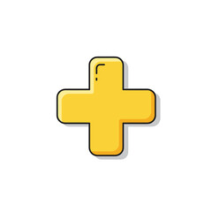 Fototapeta premium Yellow medicine icon with shadow on a white background 