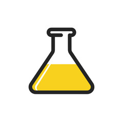 Yellow Laboratory Flask Icon on White Background  