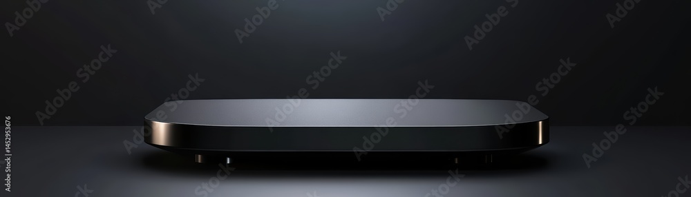 Aufkleber modern minimalist platform with sleek design and subtle lighting on dark background for elegant pres