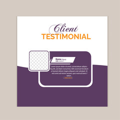 Modern client testimonial ,customer feedback social media post design,square web banner template layout